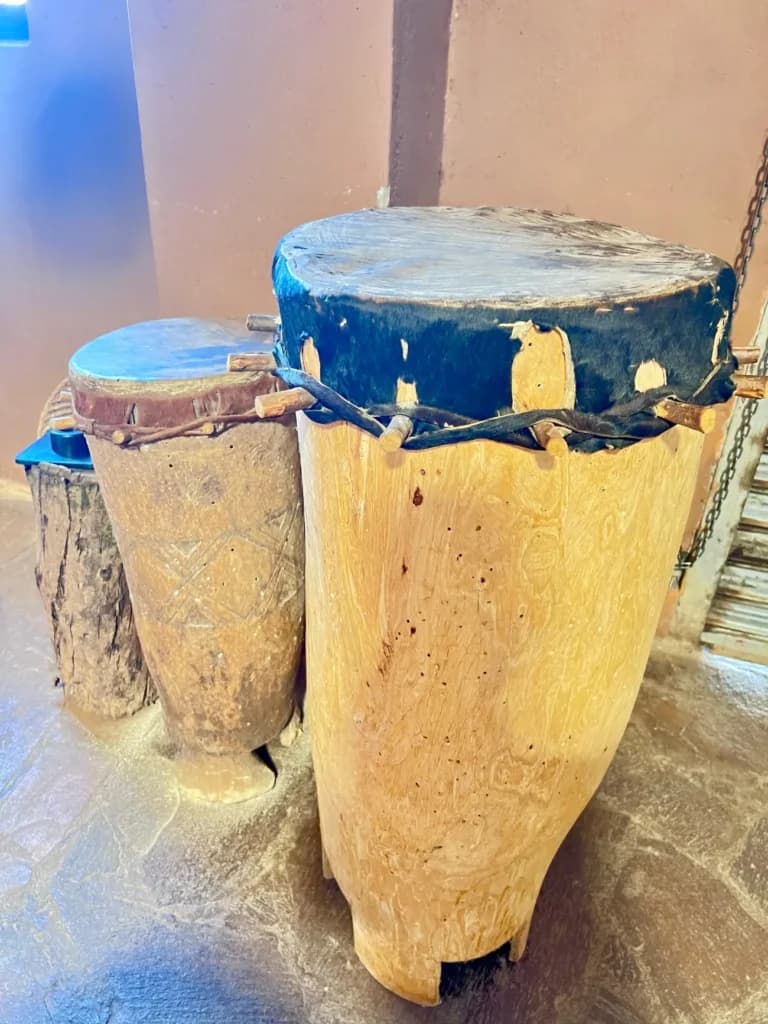 Hand-carved drums with hide heads